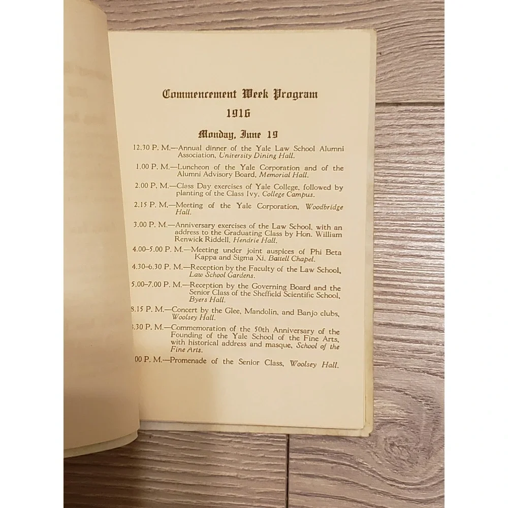 1916 Yale Class Day Commencement College‎ University program